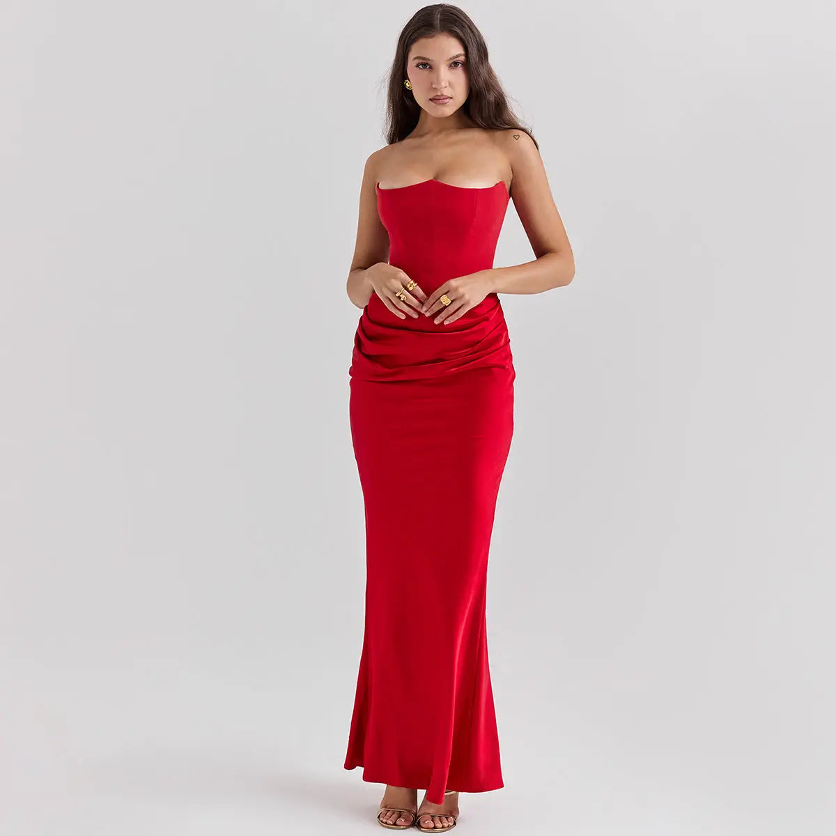 Slim Tube Top Long Dress Sexy Fashion Bandeau Backless Party Evening Dresses For Women Clothing hercurva