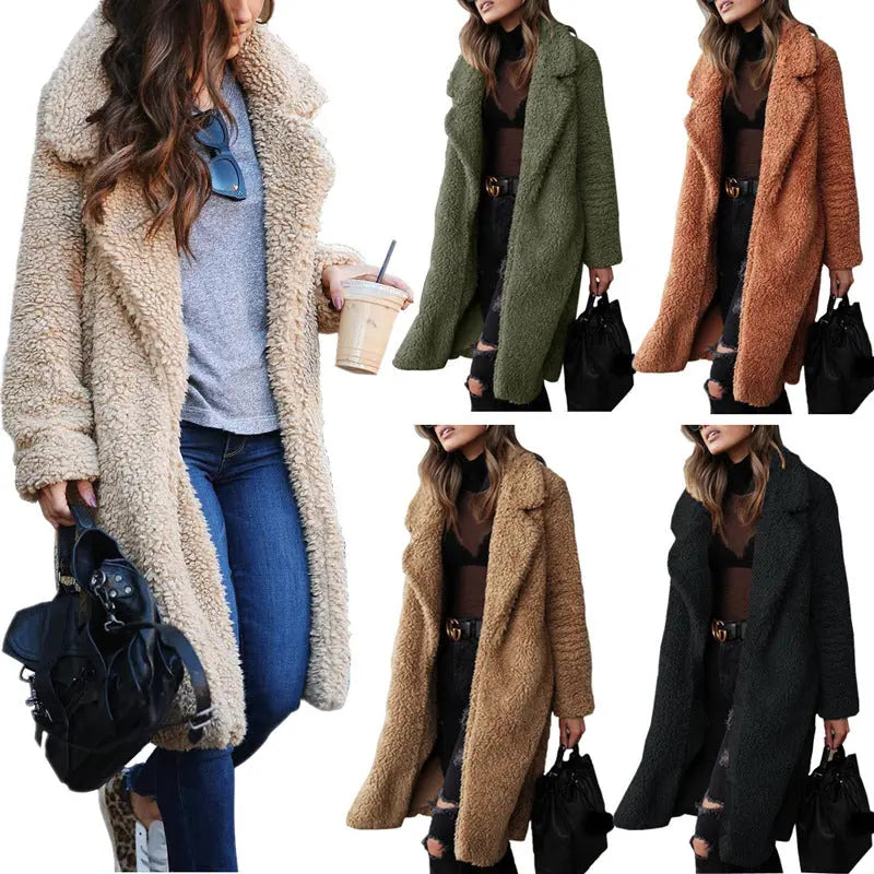 Long sleeve lapel lamb wool coat hercurva