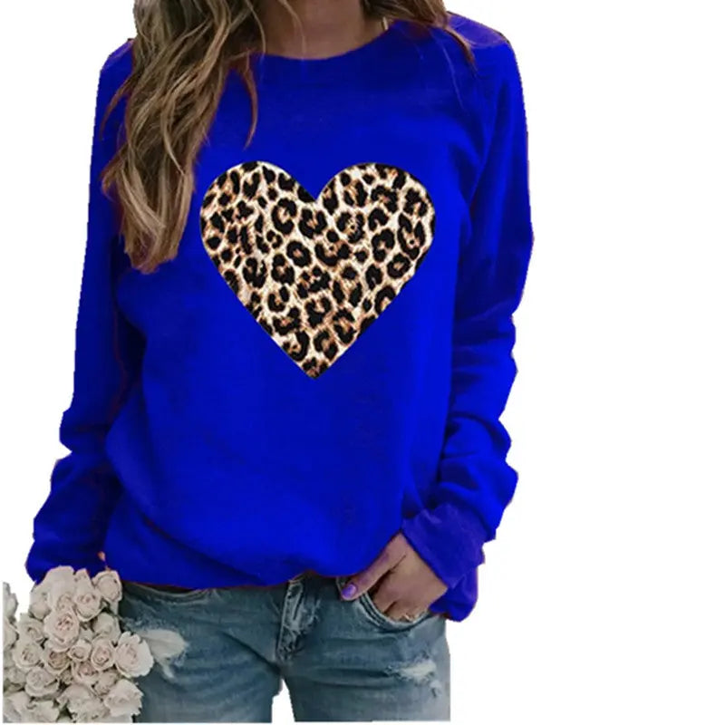 Leopard Love Printed Hoodless Plush Long Sleeve Sweater hercurva