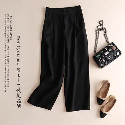 Cotton Linen Women's Wide Leg Thin Casual Pants hercurva