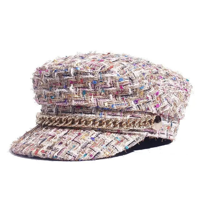 Ladies peaked cap octagonal cap fashion military cap hercurva