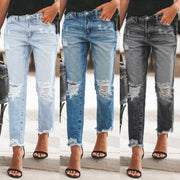 Women's Ripped Non-elastic Retro Fashion Jeans hercurva