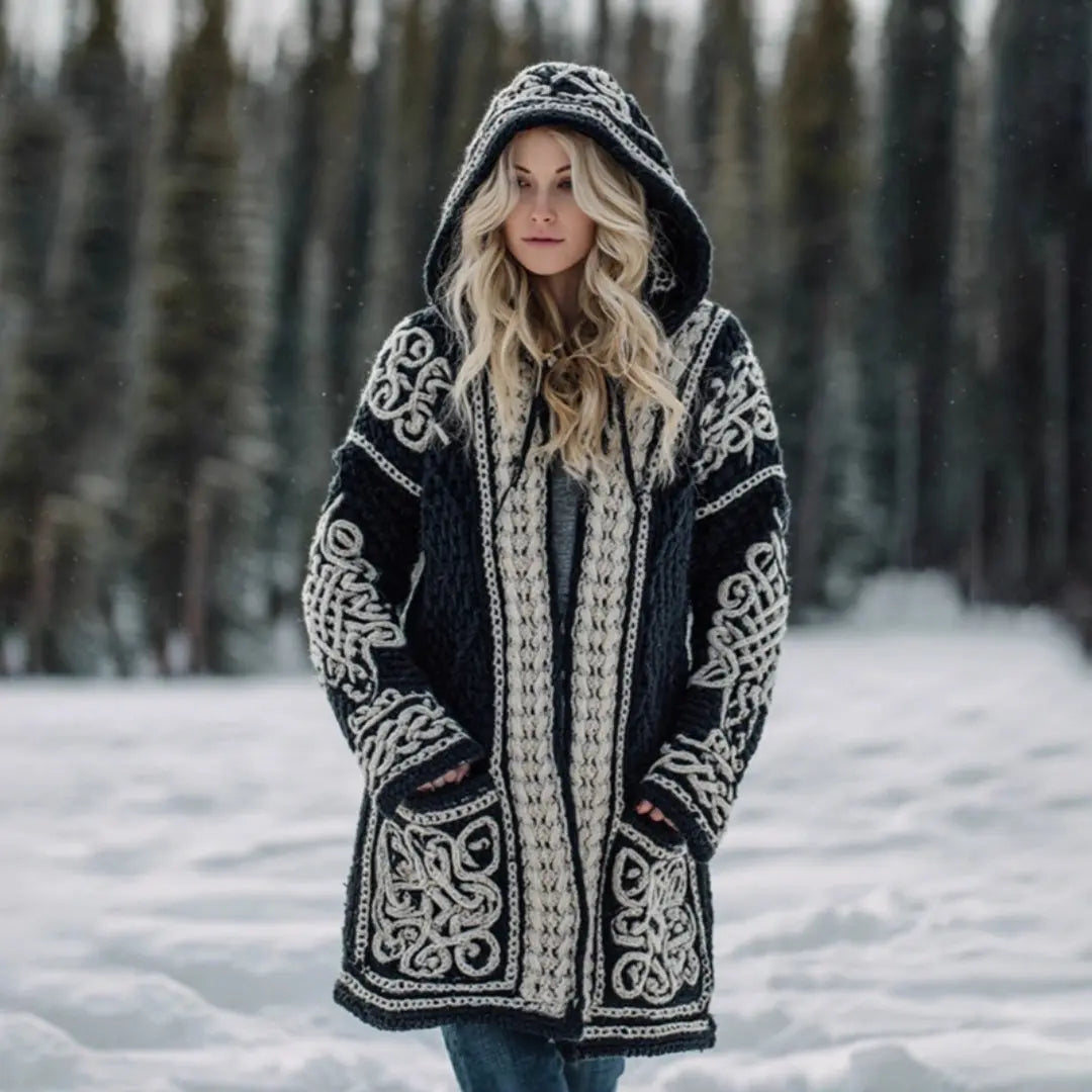 Long Loose-fitting Hooded Coat With A 3D Digital Print hercurva