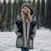 Long Loose-fitting Hooded Coat With A 3D Digital Print hercurva