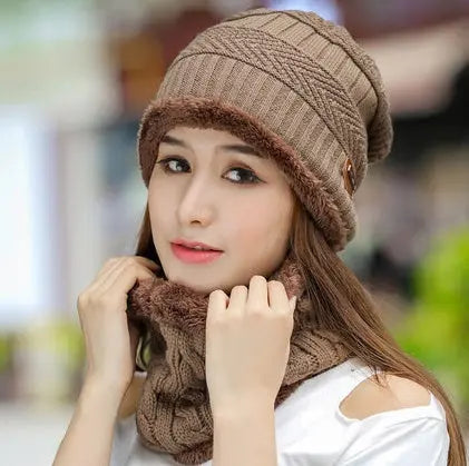 Knit Hat Female Winter ThickeningCap Warm Earmuffscap Head Outdoor Cycling Korean Version Of The Tide Collar Wool Hat hercurva