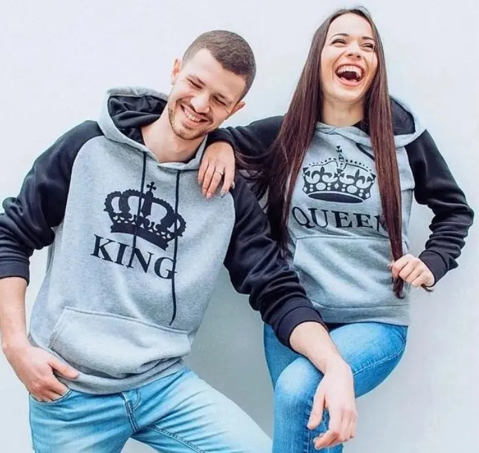 Printed Hooded Couple Sweatshirt hercurva