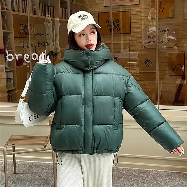 Elegant Fluffy Hooded Cotton Jacket Puffer Jacket Coat Warm Commute hercurva
