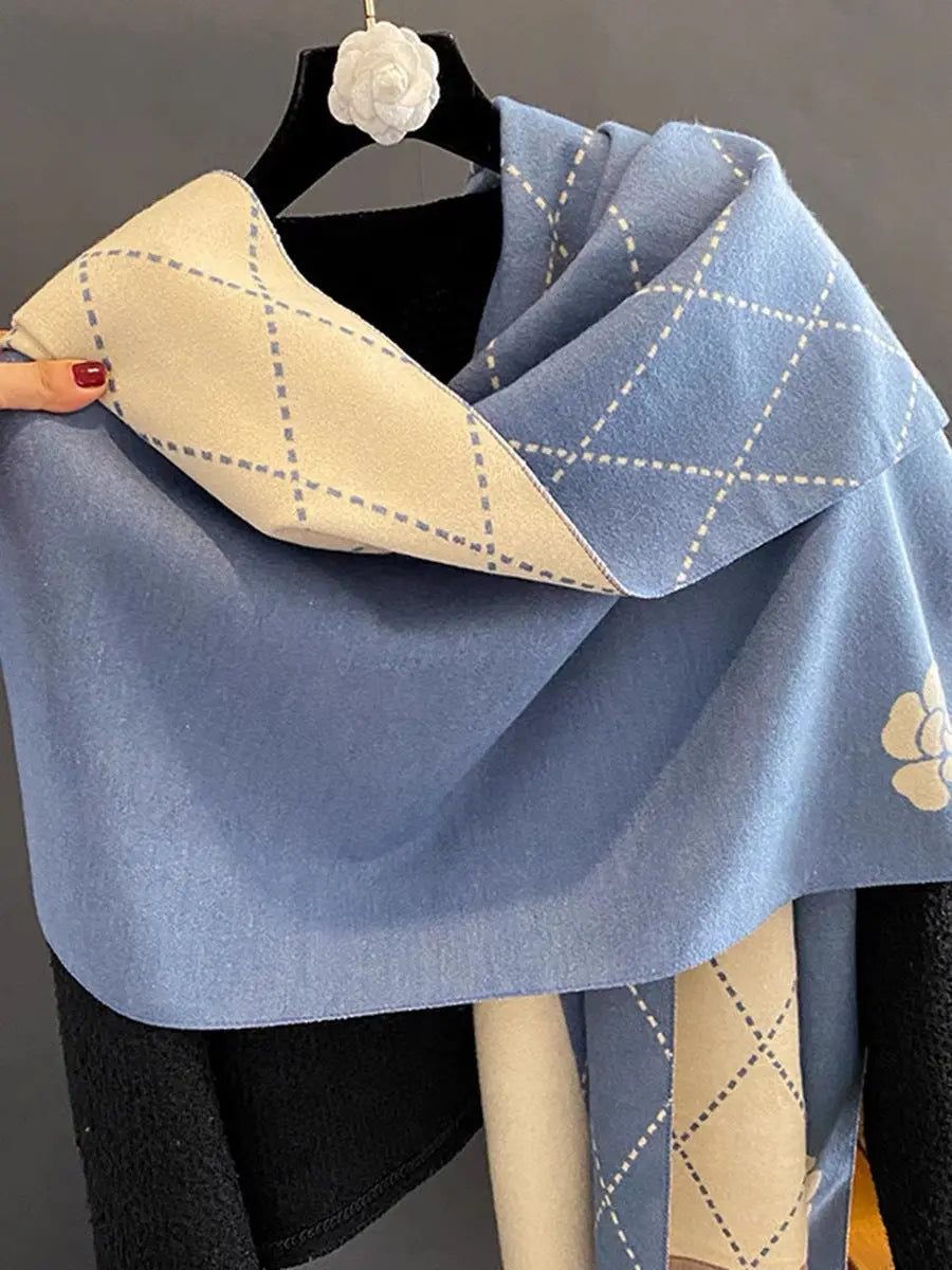 Camellia Artificial Cashmere Scarf Thick Warm Scarf hercurva