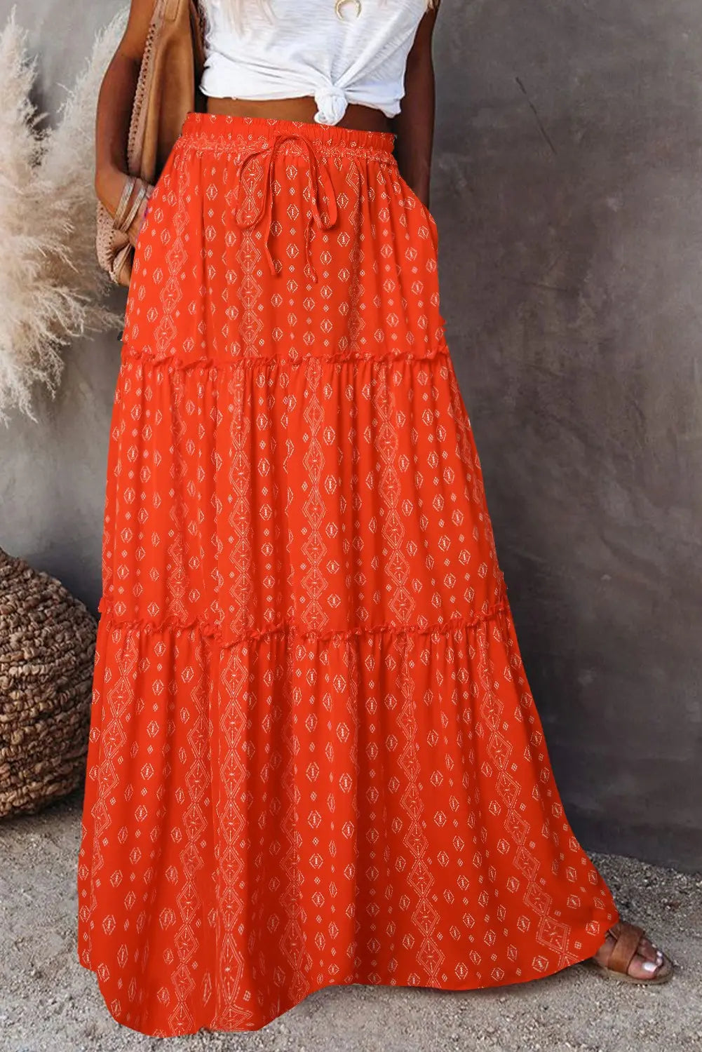 Bohemian Style Loose Casual High Waist Long Skirt hercurva