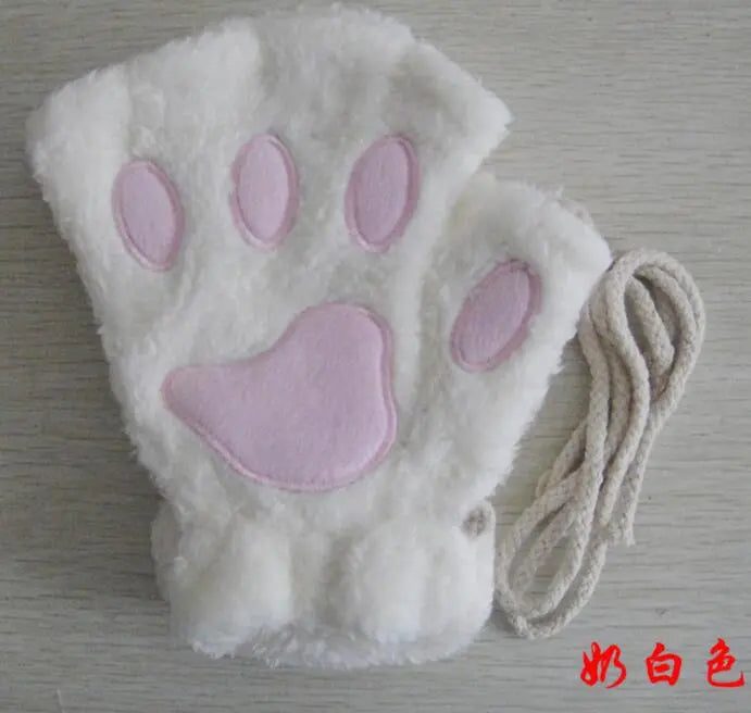 Winter Lovely Half Cover Paw Bear Cat Claw Gloves Short Finger hercurva