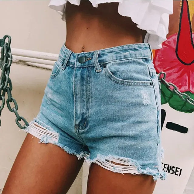 Women's retro ins hot classic ripped denim shorts hercurva