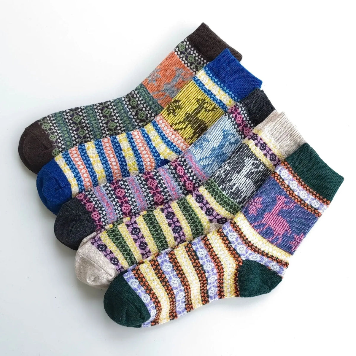 Winter Rhombus Wool Socks Thick Line Medium Tube hercurva