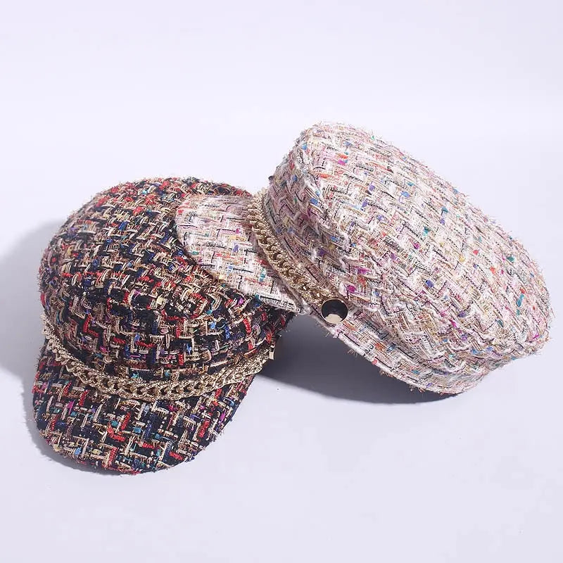 Ladies peaked cap octagonal cap fashion military cap hercurva