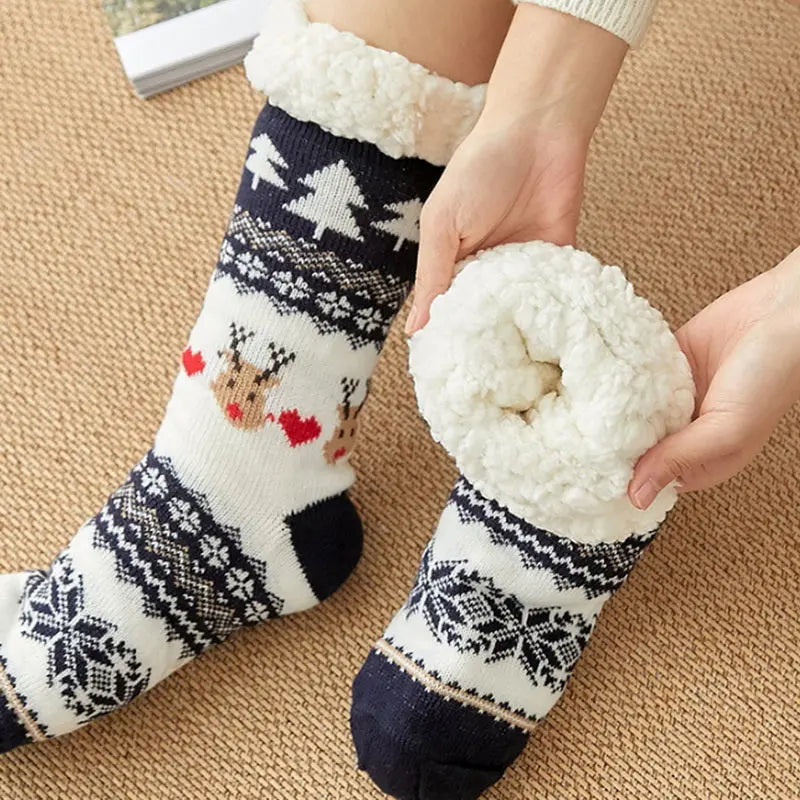 Thicken warm high tube plus velvet floor socks hercurva