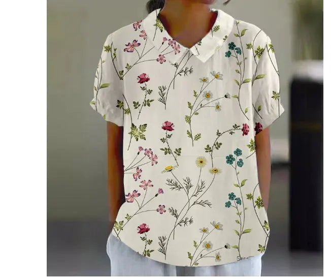 Women's Loose Printed Crew Neck Top hercurva