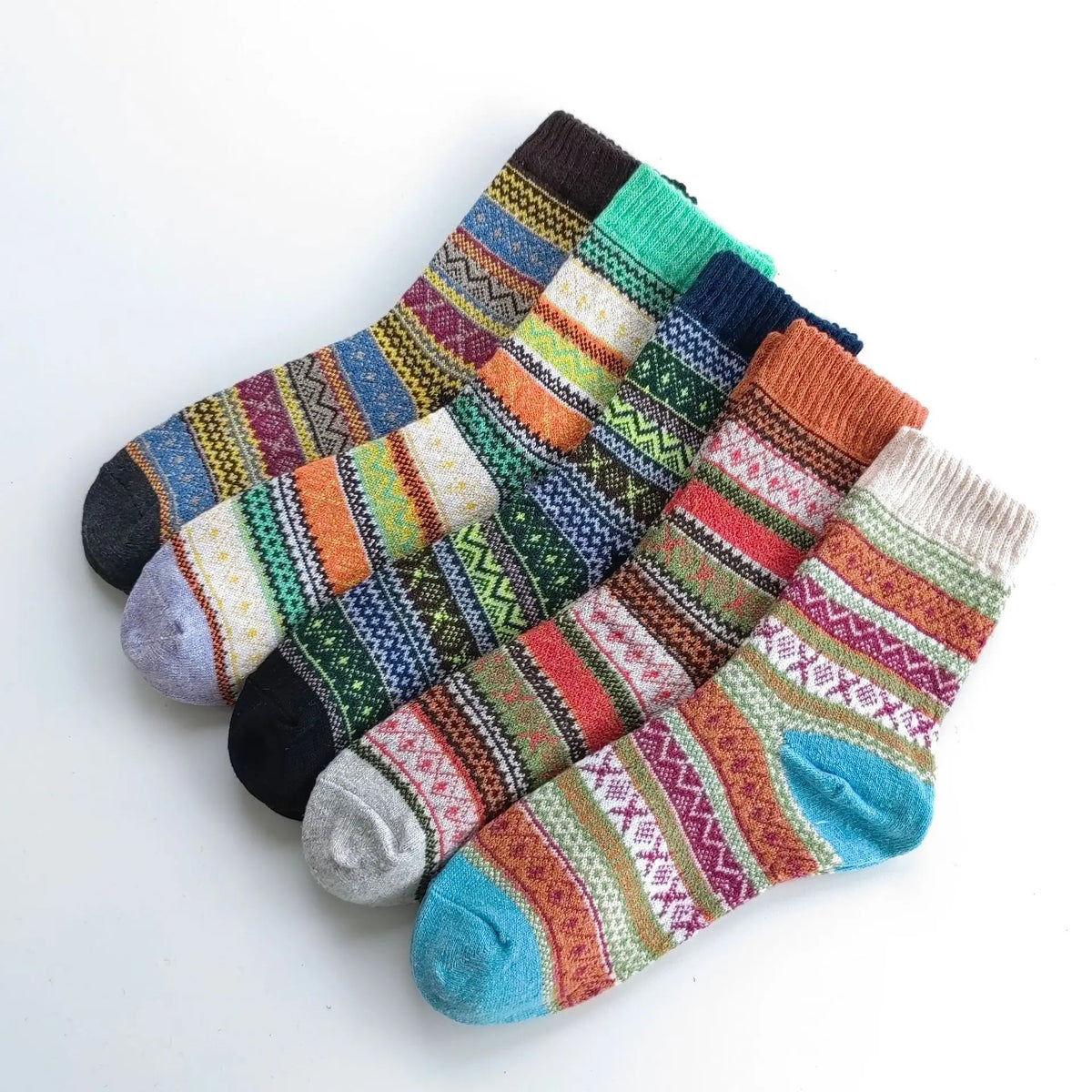 Winter Rhombus Wool Socks Thick Line Medium Tube hercurva