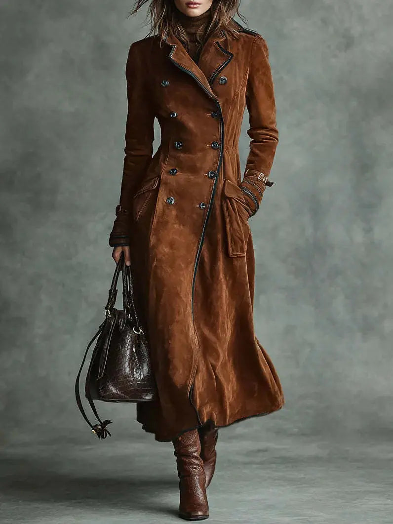 New Women's Clothing Fall Winter Coat Lapel Western Style Suede Long hercurva