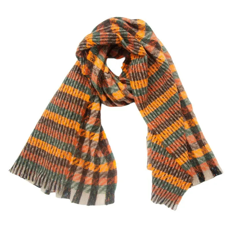 European And American Autumn And Winter Bristle Short Beard Small Plaid Scarf Shawl hercurva