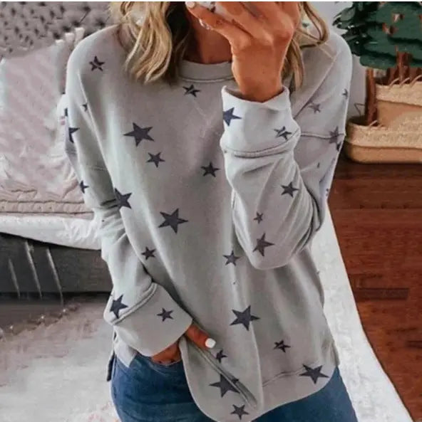 Star print stitching T-shirt fashion top women hercurva
