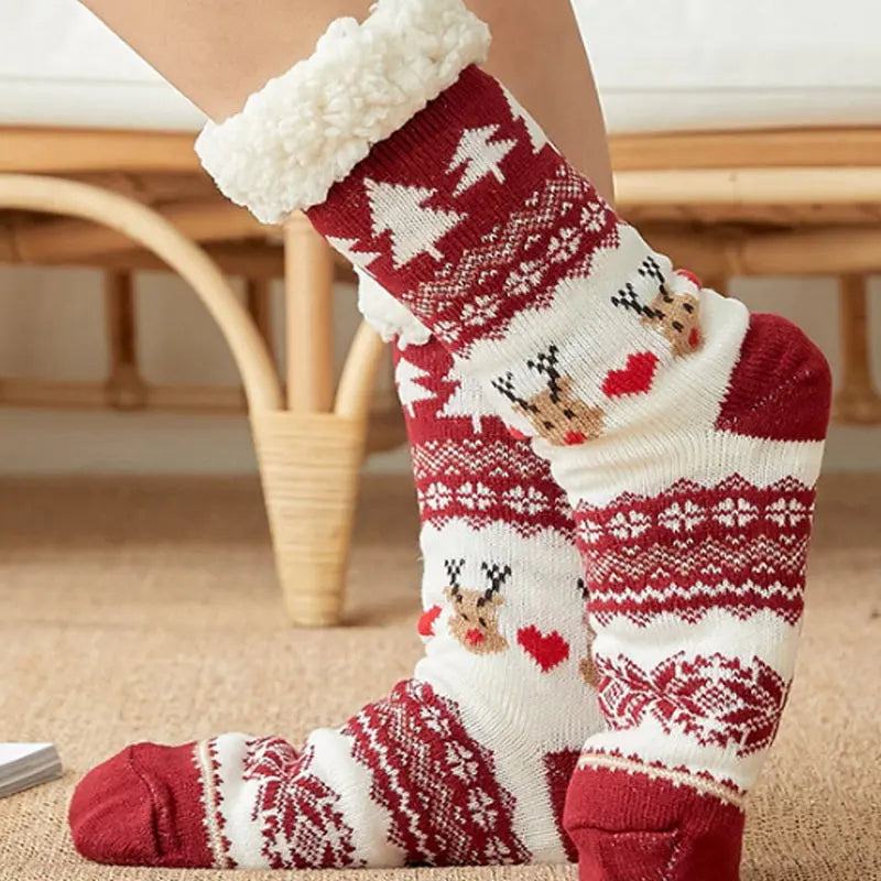 Thicken warm high tube plus velvet floor socks hercurva