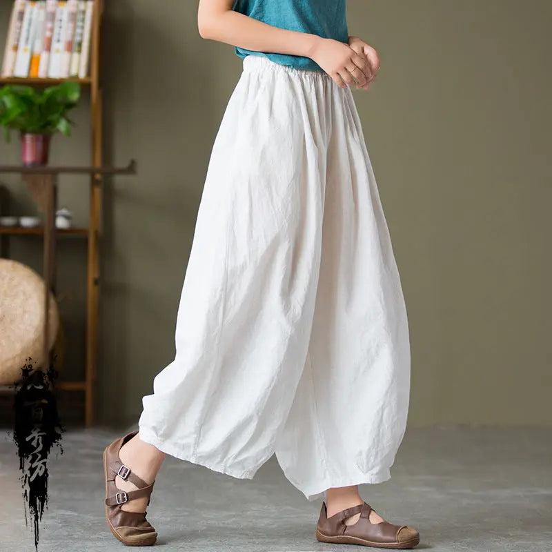 Cotton Linen Women's Sand Washed Linen Bloomers hercurva