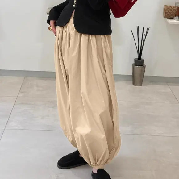High Waist Pure Color Ankle-tied Wide Bloomers Harem Pants hercurva