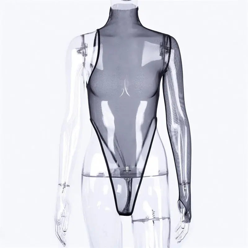 High neck mesh breathable bodysuit hercurva