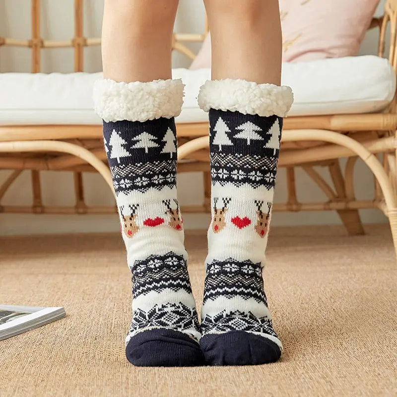 Thicken warm high tube plus velvet floor socks hercurva