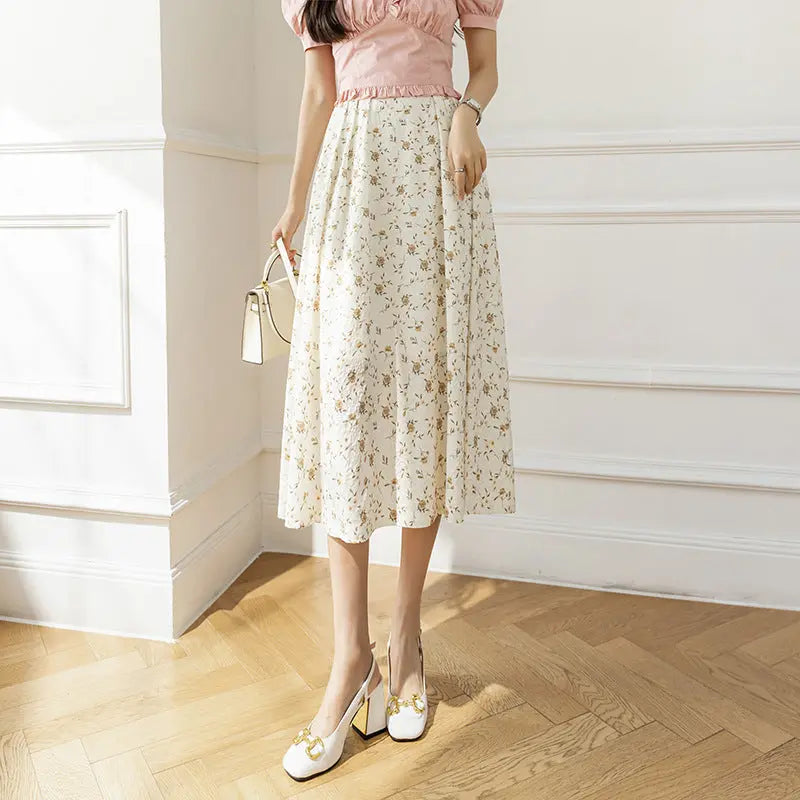 Women's Printed Dots High Waist Pleated Skirt Polka Dot Skirt hercurva