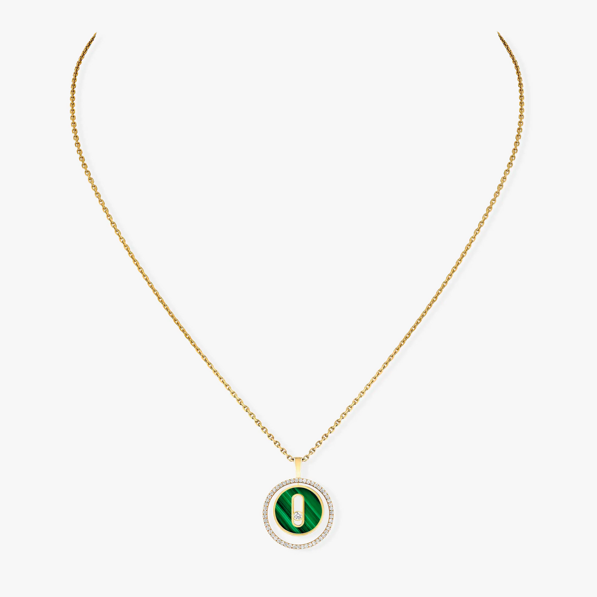 LUCKY MOVE 1 DIAMOND MALACHITE GOLD DIAMOND NECKLACE