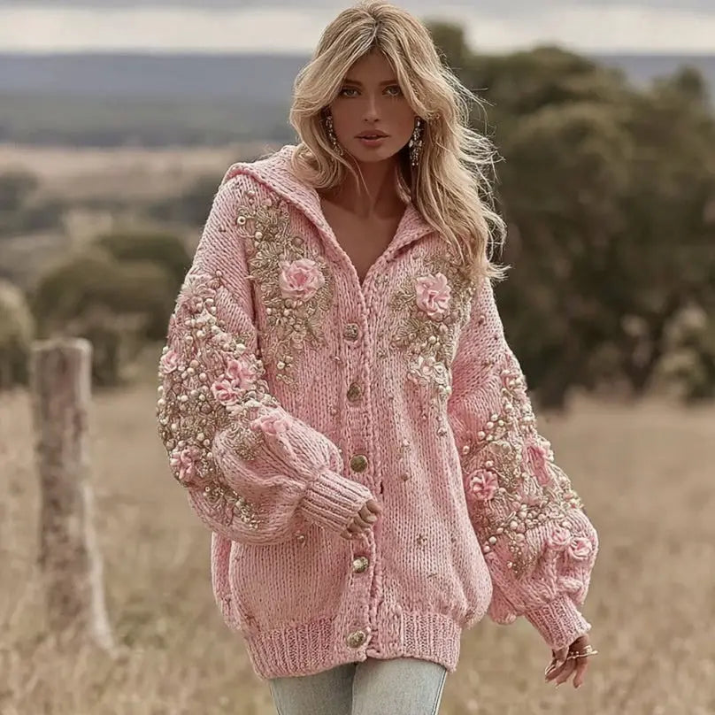 Women's Skin-friendly, Anti-pilling Knitted Cardigan With A Round Neckline, Loose Fit, And Long Length hercurva