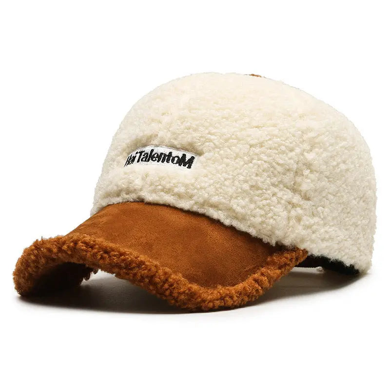 Autumn Winter Color Matching Fashion All-match Plush Warm Peaked Cap hercurva