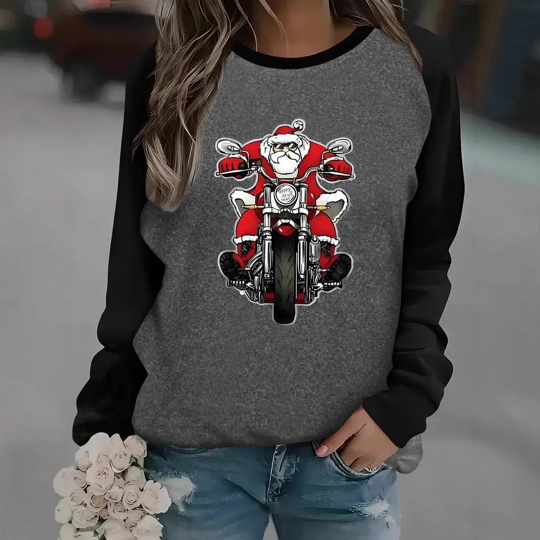 Christmas European And American Women Printed Crew Neck Sweatshirt hercurva