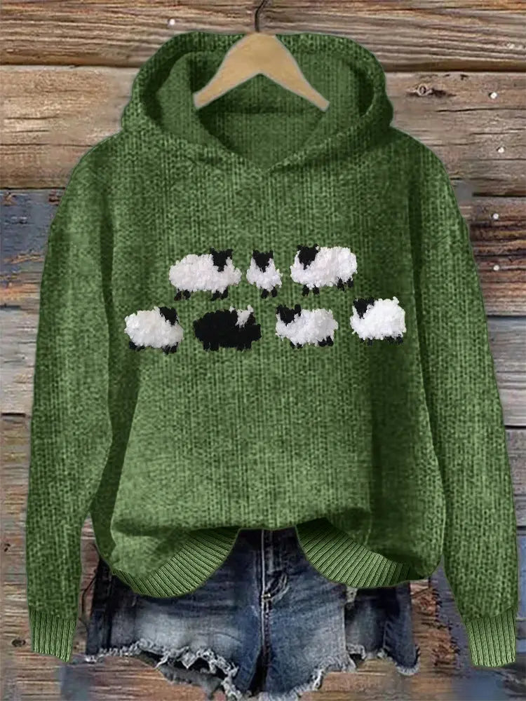 Animal Print Hooded Women's Sweater hercurva