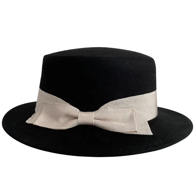 Bow Japanese Style British Style Western Style French Retro Flat-brimmed Cap hercurva