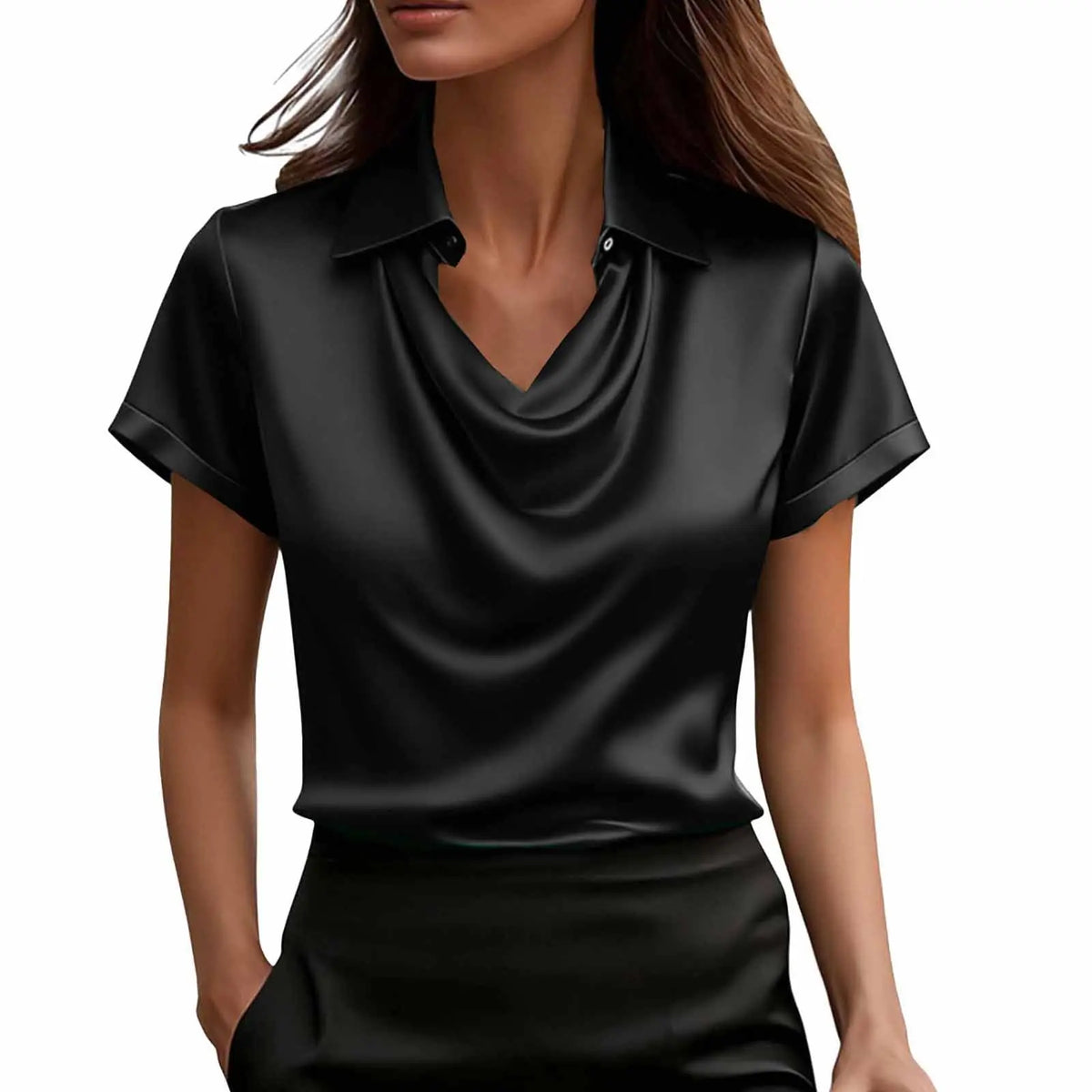 Fashionable Solid-Color Casual Lapel Collar Button-Down Short-Sleeve Shirt hercurva