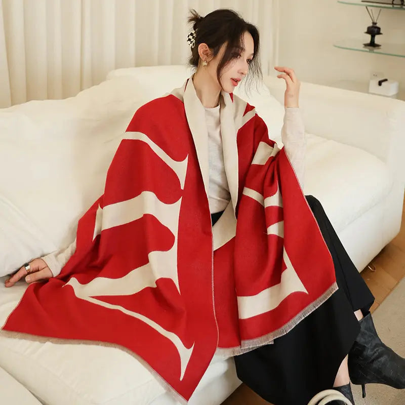 Female Versatile Fashion Thickened Warm Cashmere Scarf hercurva
