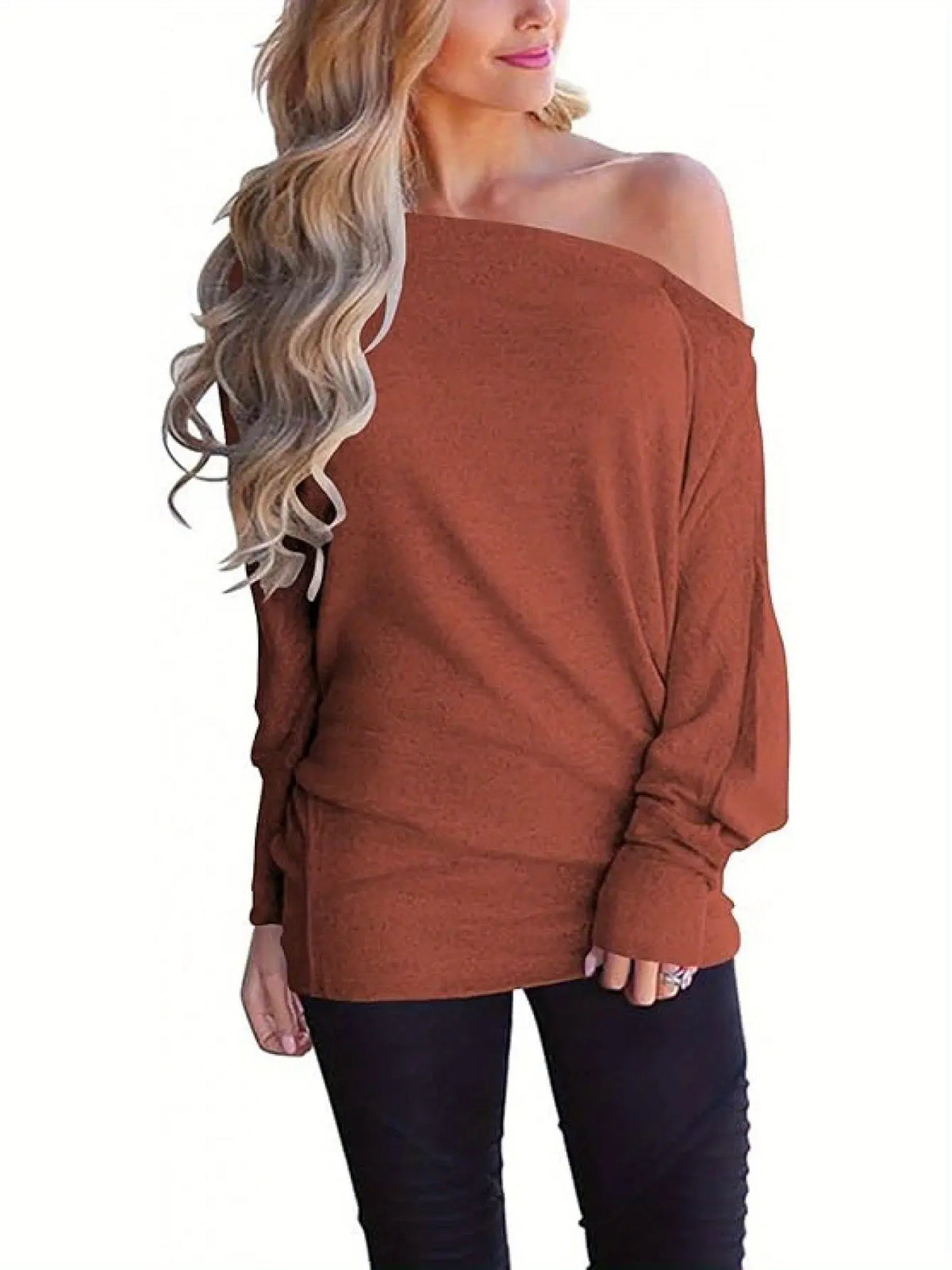 Women's Long-Sleeved T-Shirt Outer Solid Color Top hercurva