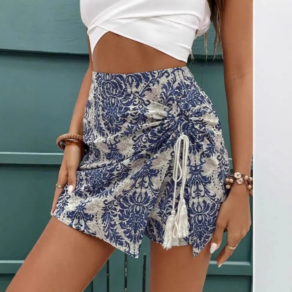Women's Casual Retro Pattern Wrap Shorts hercurva