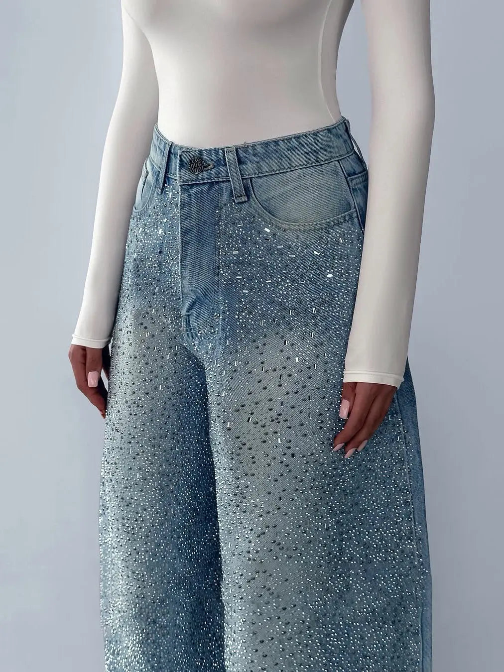 Irregular Rhinestone Jeans hercurva