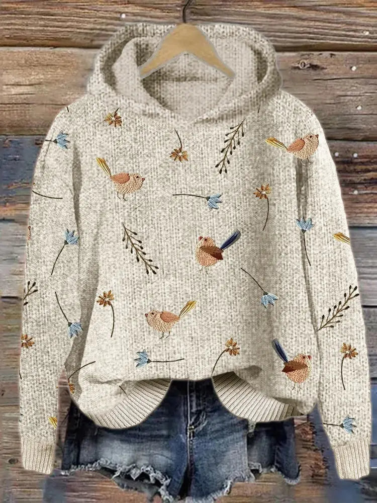 Animal Print Hooded Women's Sweater hercurva