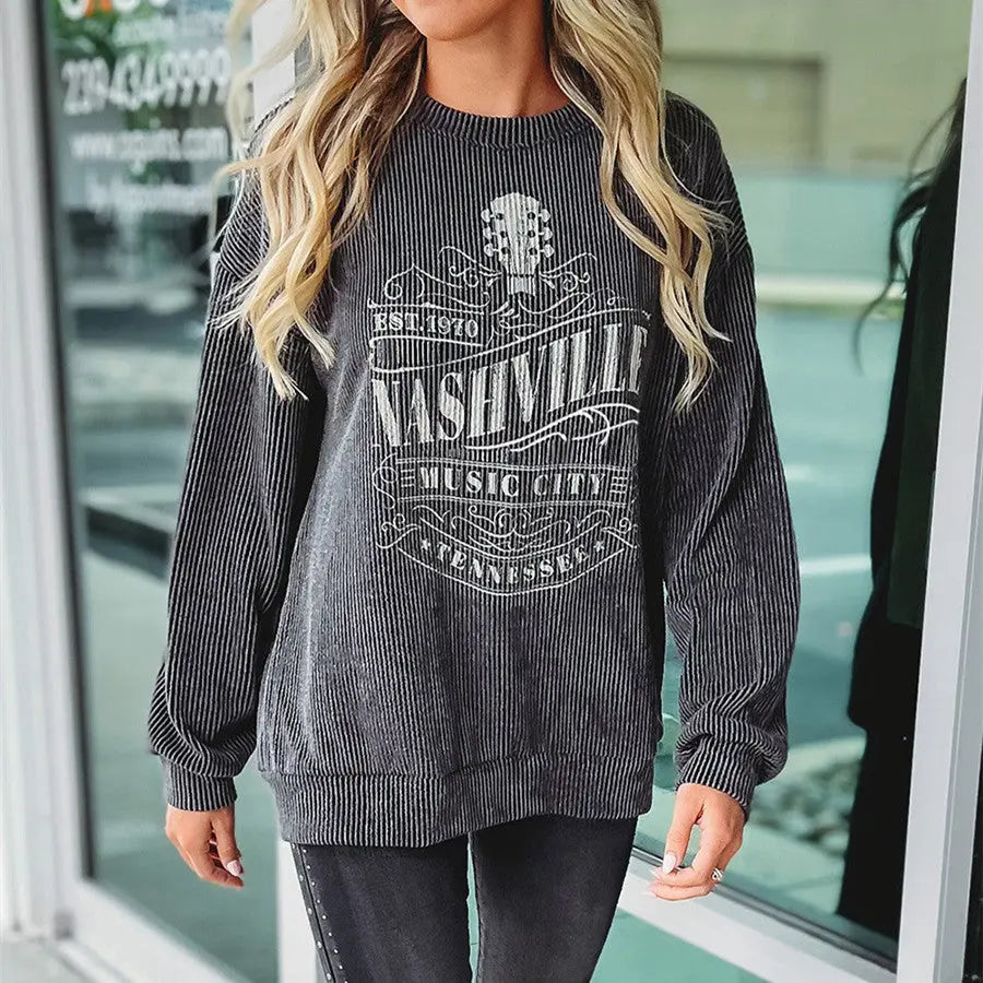 Pullover Round Neck Long Sleeves Top For Women hercurva