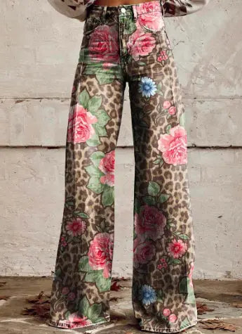 Thin Faux Denim Wide-leg Pants hercurva