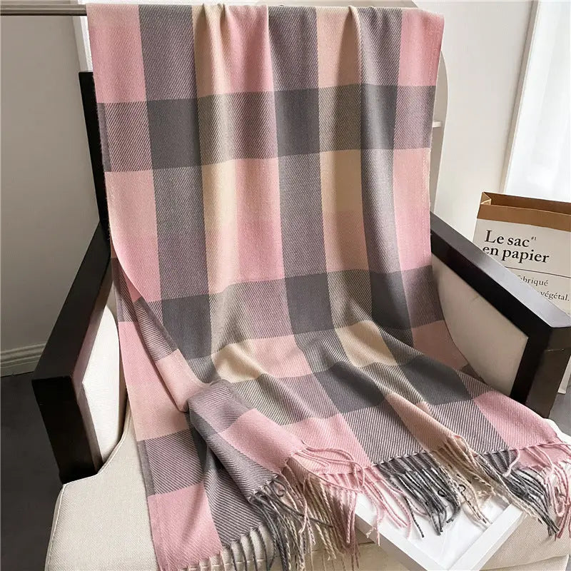 Thick Warm Outer Shawl Tassel South Korea Artificial Cashmere Scarf hercurva