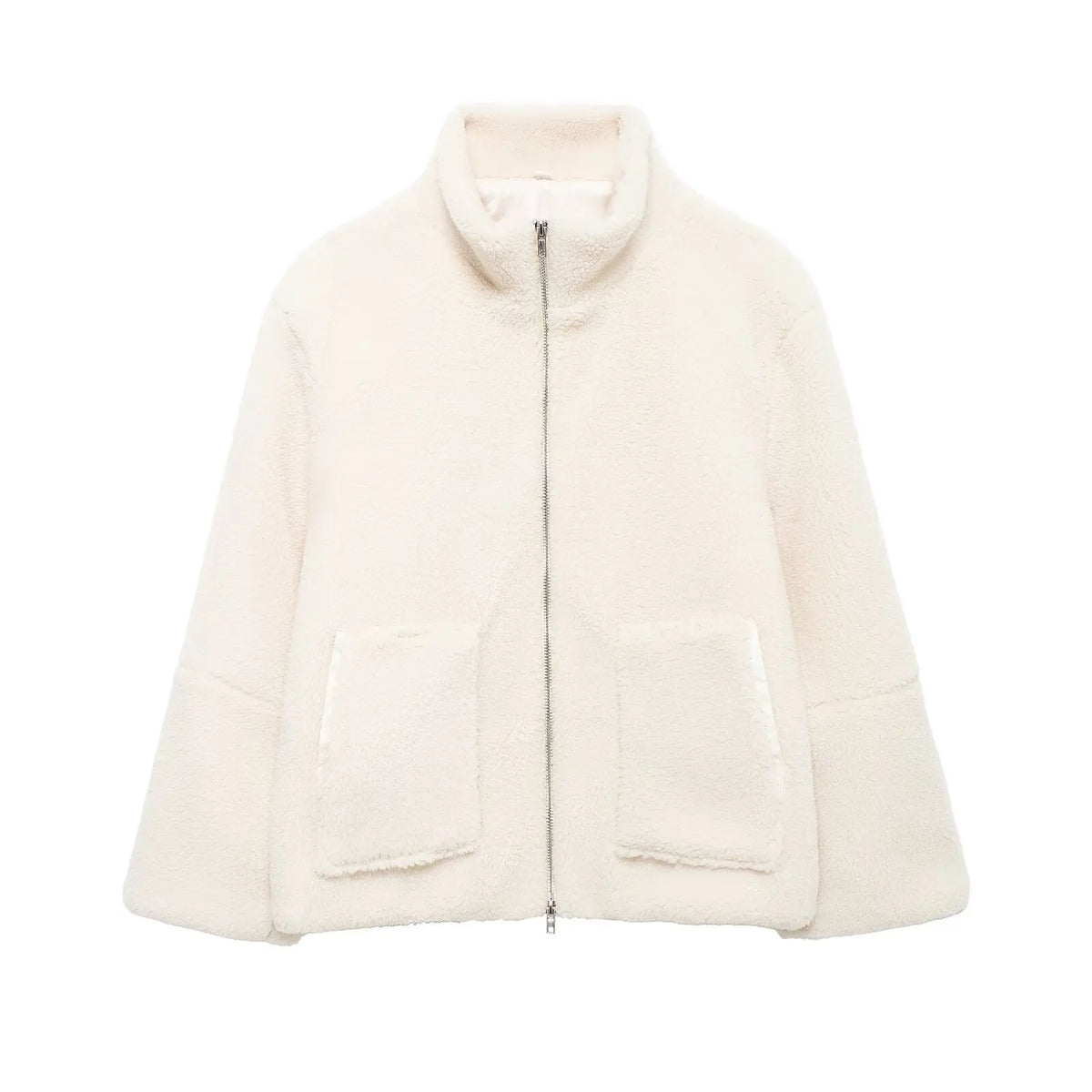 Women's Stand Collar Zipper Idle Style Lamb Wool Casual Cotton-padded Clothes Coat hercurva