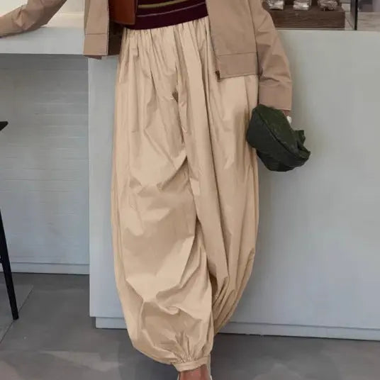 High Waist Pure Color Ankle-tied Wide Bloomers Harem Pants hercurva