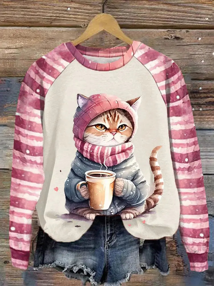 Women's Printed Crew Neck Sweatshirt hercurva