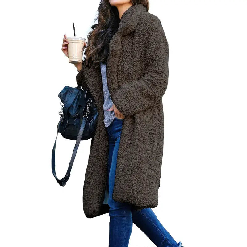 Long sleeve lapel lamb wool coat hercurva