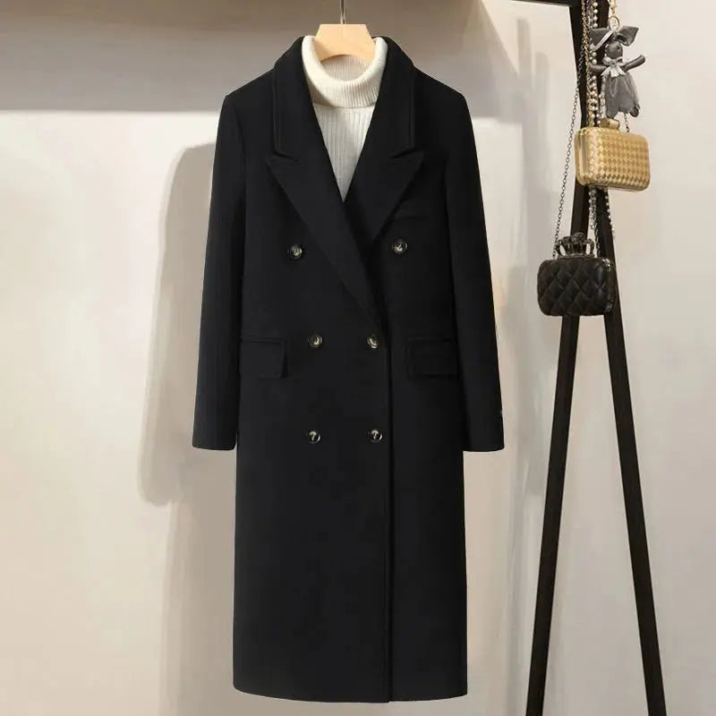 Women's Gray Woolen Plump Girls Loose All-match Coat hercurva