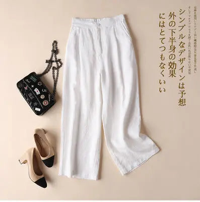 Cotton Linen Women's Wide Leg Thin Casual Pants hercurva